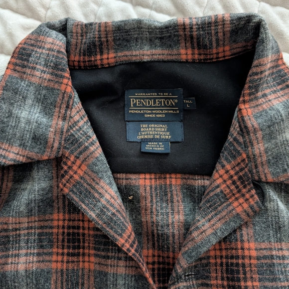 Pendleton Other - Pendleton Gray and Rust Plaid Wool Blend Button-Up Shirt